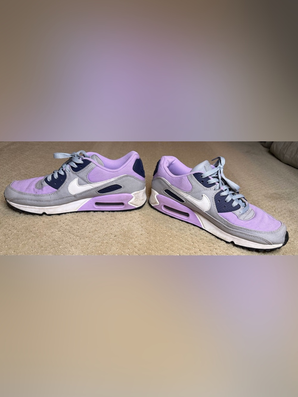 Nike Air Max 90 Women’s Lavender, Gray & Black Shoes - Picture 2 of 5
